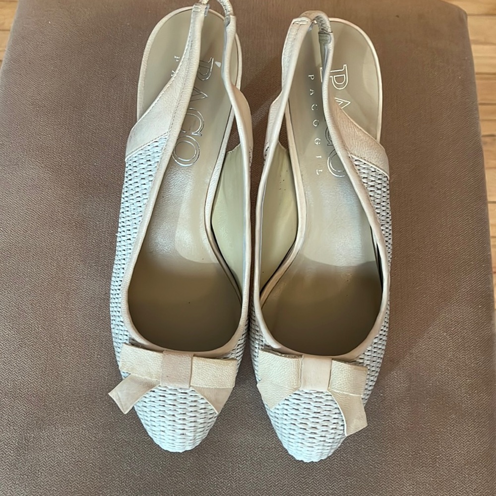 Paco Pacogil, size 9 , strapped heels, beige